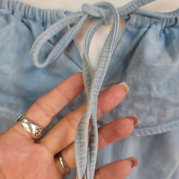 MOTEL ROCKES REVOLVE MINI DENIM OFF SHOULDER DRESS SMALL - Picture 10 of 16